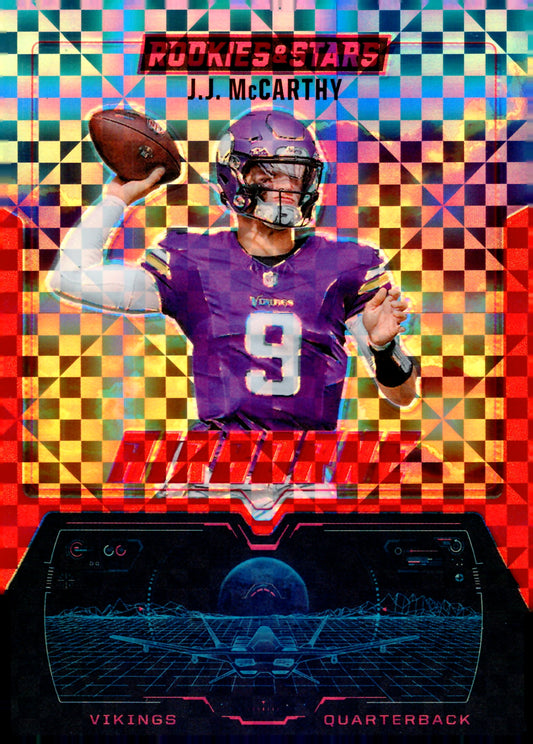 2025 Panini Rookies & Stars #9 J.J. McCarthy Airborne Red Plaid