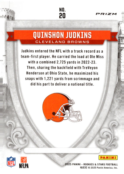 2025 Panini Rookies & Stars #20 Quinshon Judkins Crusade Red Plaid