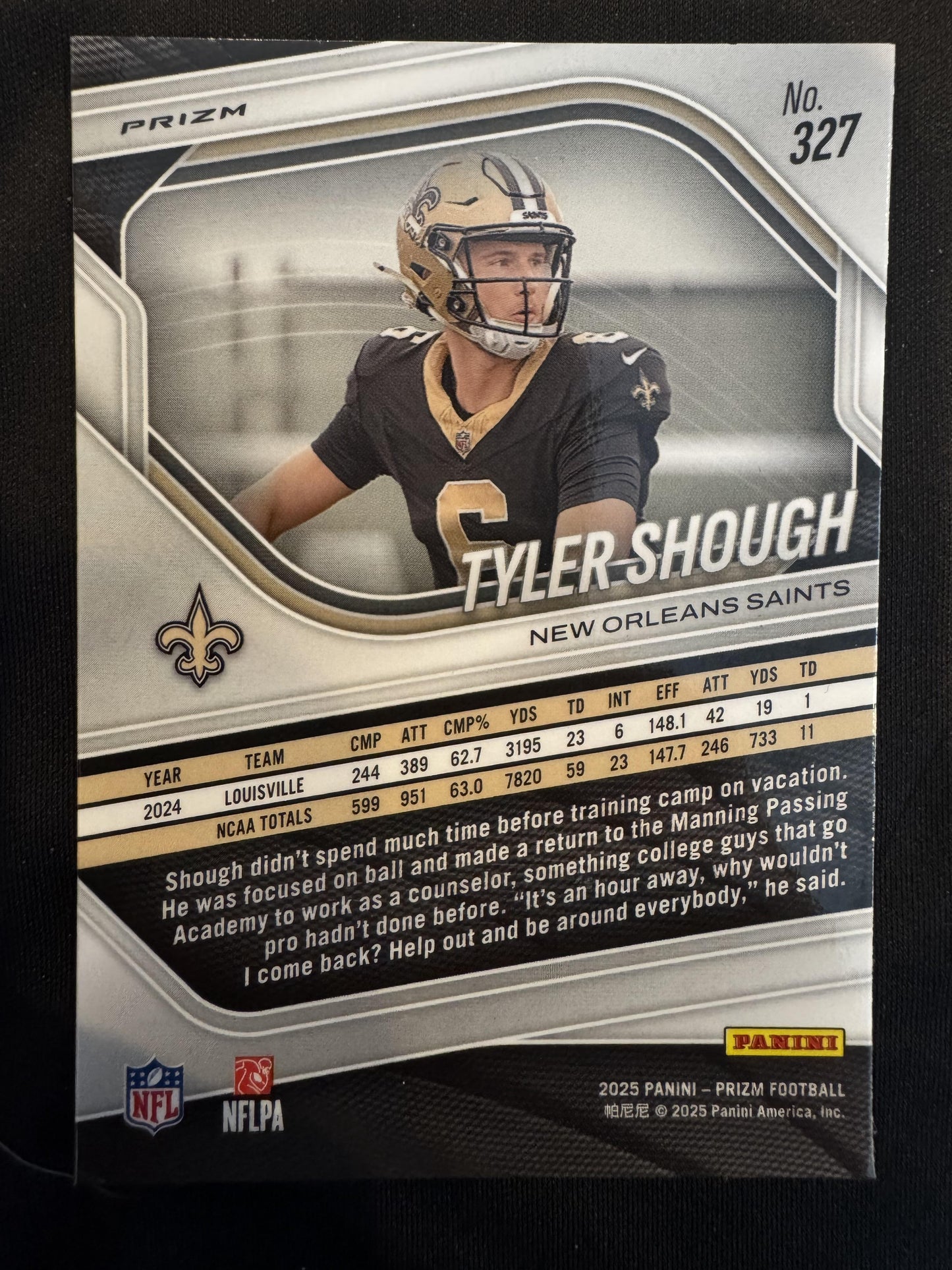 2025 Panini Prizm #327 Tyler Shough White Disco